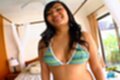Wearing bikini top long hair