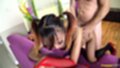 Fucked on sofa doggy style sex hair in pigtails