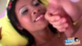 Stroking cock over her face