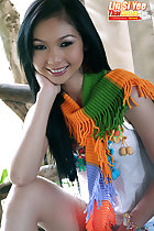 Scarf around her shoulders